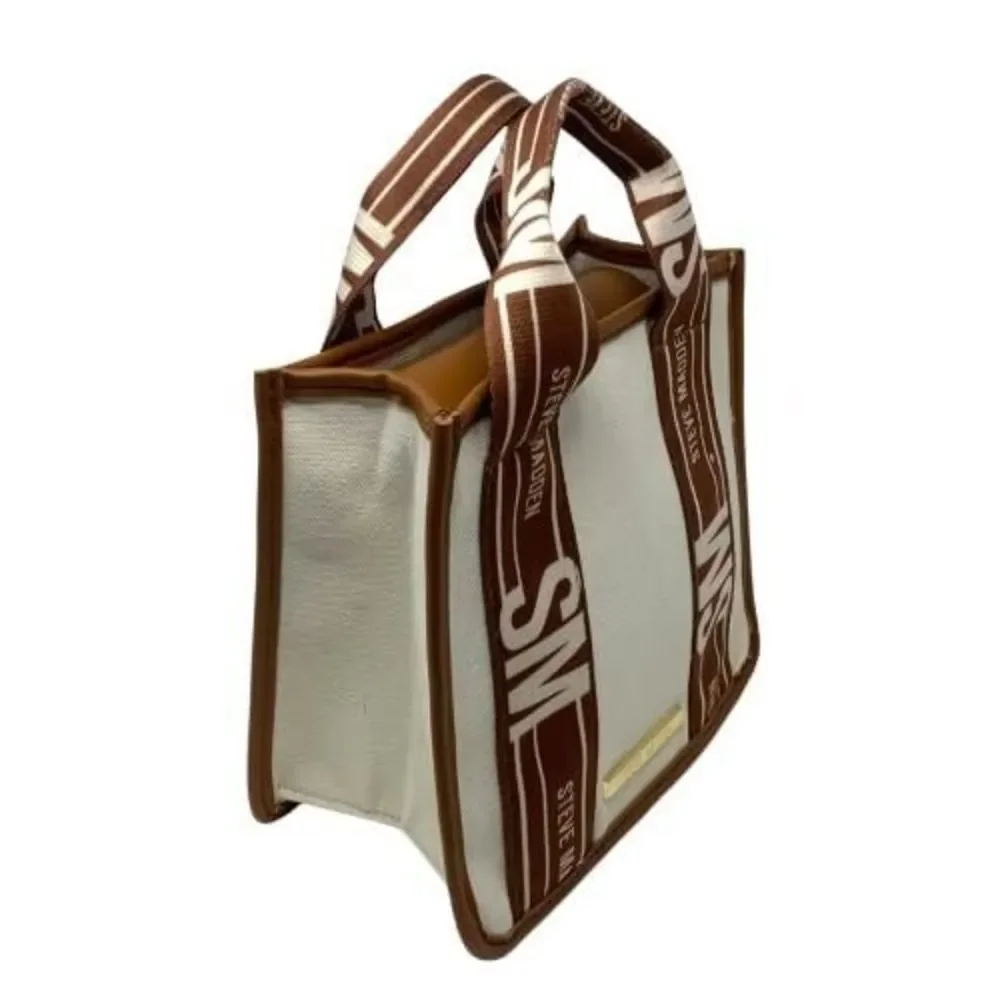 NWT Steve Madden Viral Tik Tok Bag Purse Bwebber Canvas Creme Brown - Picture 14 of 15